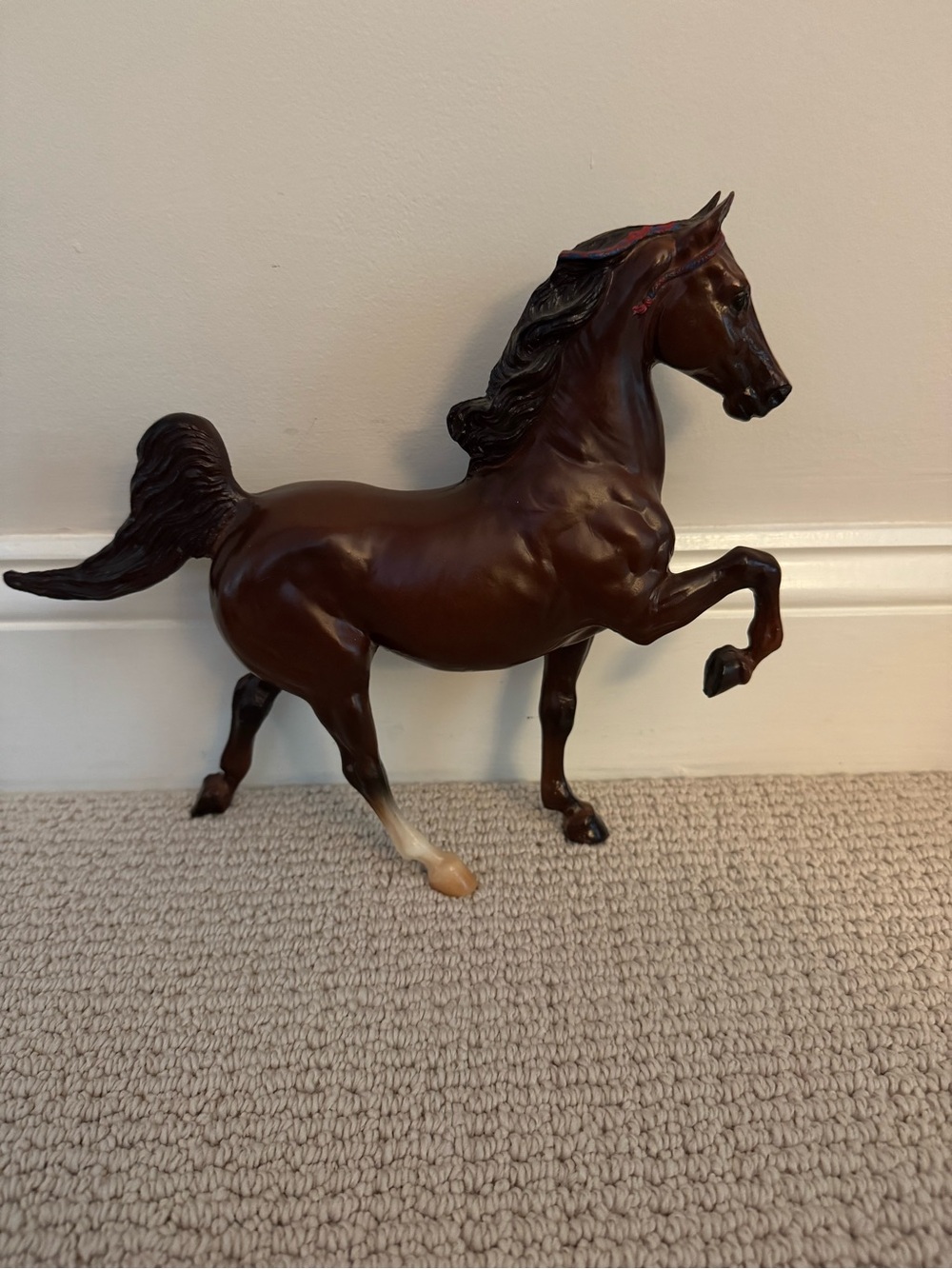 Classic Brown Horse Figurine by Breyer- Chestnut Saddlebred walking horse